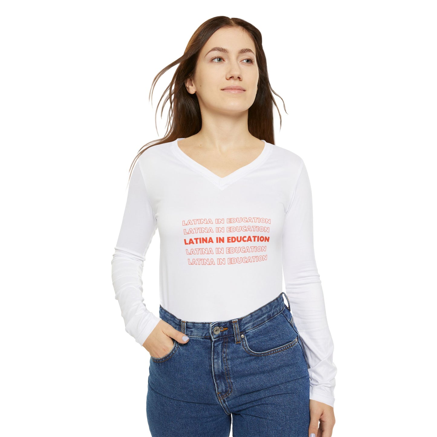 Empowering Latina Education Long Sleeve V-neck Shirt