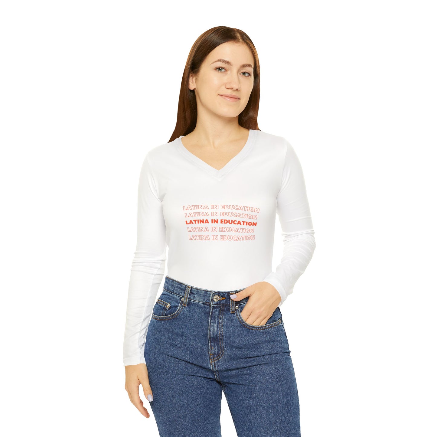 Empowering Latina Education Long Sleeve V-neck Shirt
