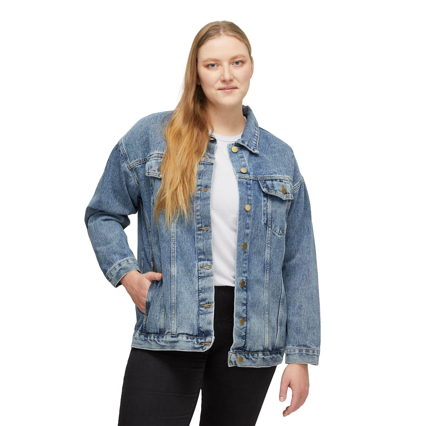 Chic Women’s Denim Jacket with Inspirational Text