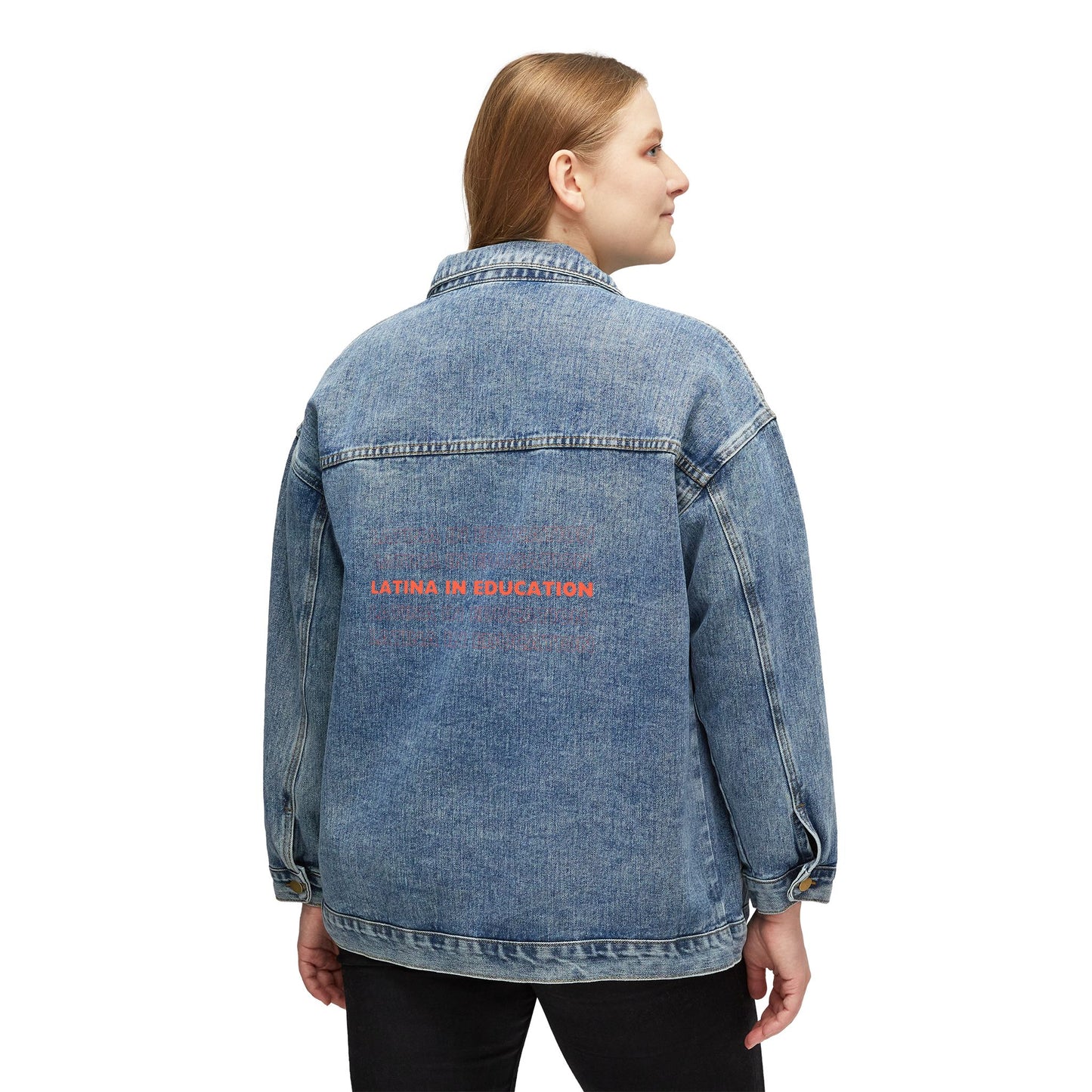 Chic Women’s Denim Jacket with Inspirational Text